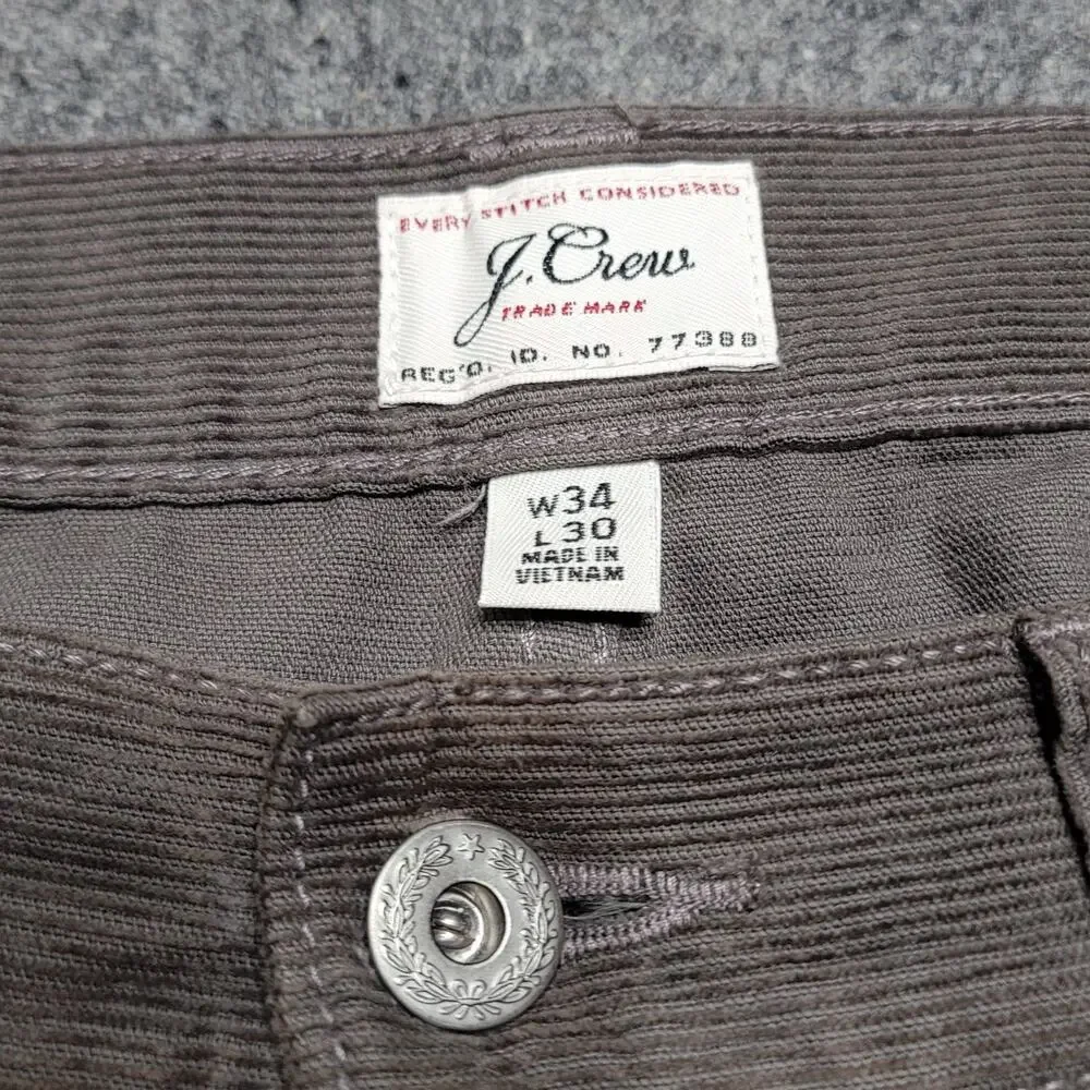 J Crew Pants Mens 34x30 Grayish 484 Slim Corduroy Jeans Stretch Preppy Casual